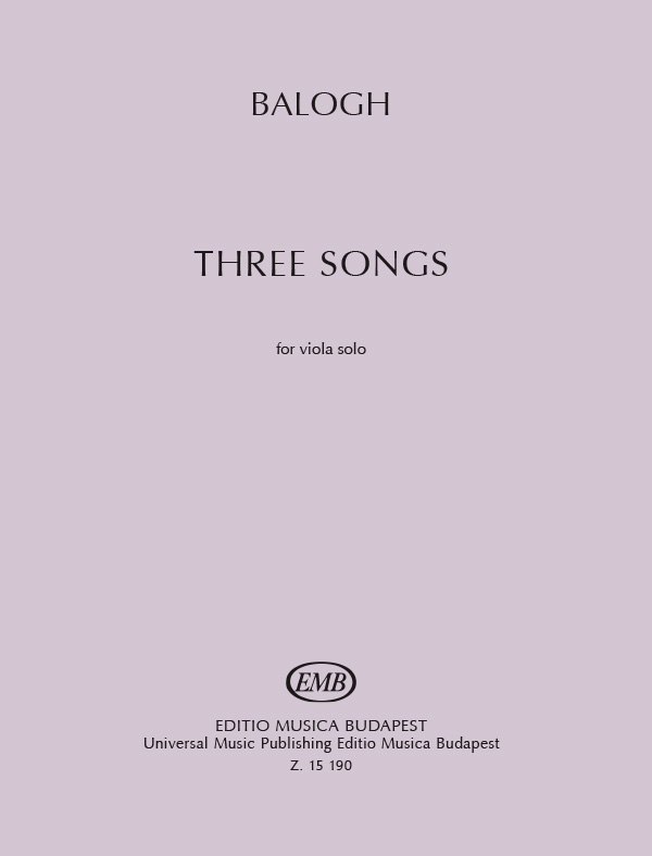 Balogh Three Songs Viola Solo Sheet Music