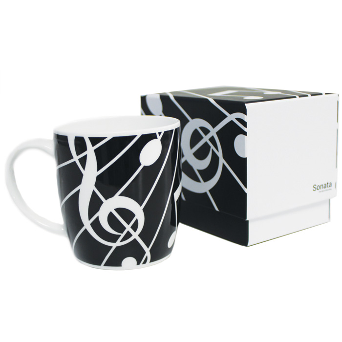 Bone China Boxed Mug Sonata Black Sheet Music