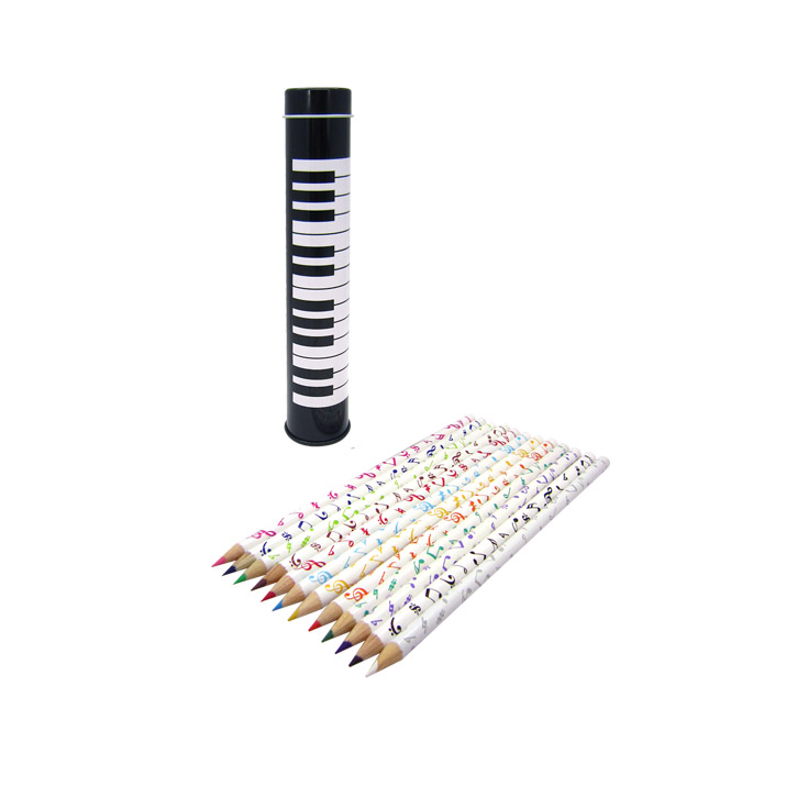 Coloured Pencils 12 In Tin Keyboard Sheet Music
